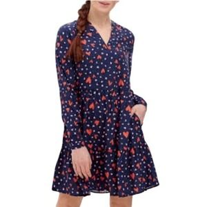 $99 14 EUC SUGARHILL BRIGHTON Lenzig The Smock Dress navy pink red hearts short